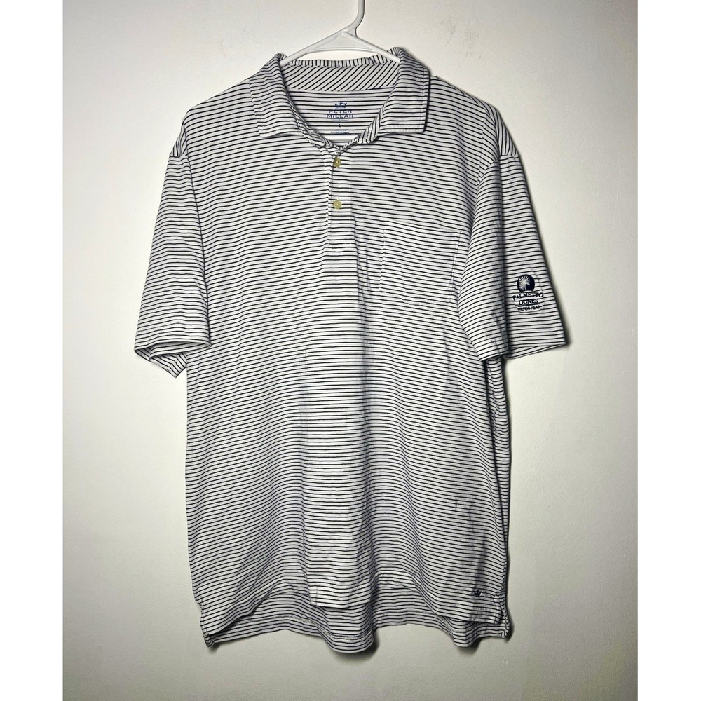 Peter Millar Seaside Wash Men's L Striped Golf Polo Shirt Palmetto Dunes Golf